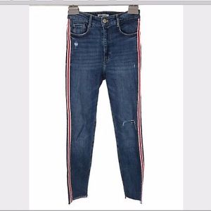 Zara side stripe jeans in red